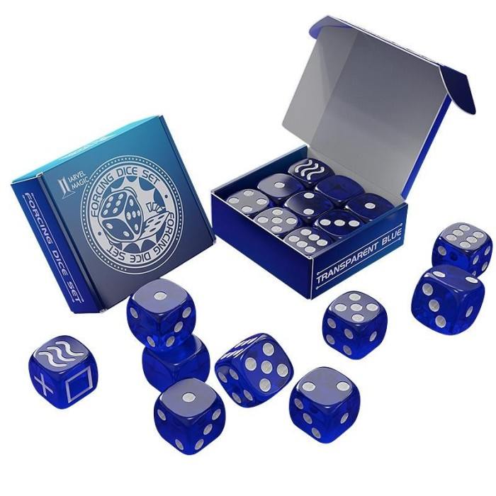Forcing Dice Set by Iarvel Magic - Forcing plus Normal Dice - Transparent Blue