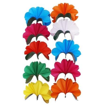 Bare Hand Flower Production - 10 Multicolored Paper Flowers