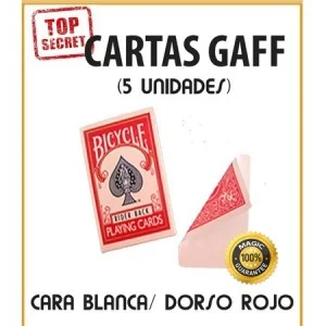 Cartas Gaff cara blanca/dorso rojo (5 unidades)