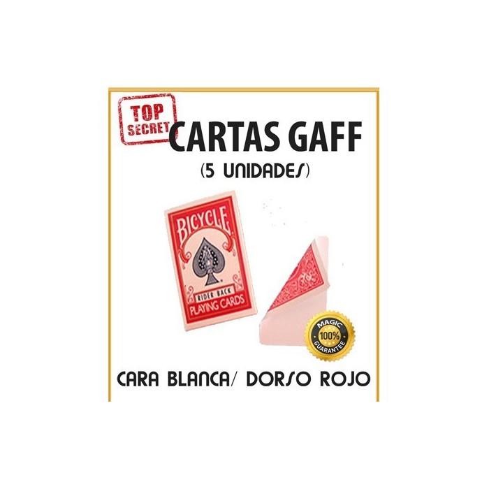 Cartas Gaff cara blanca/dorso rojo (5 unidades)