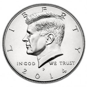 Moneda doble cara 1/2 dolar (cara)