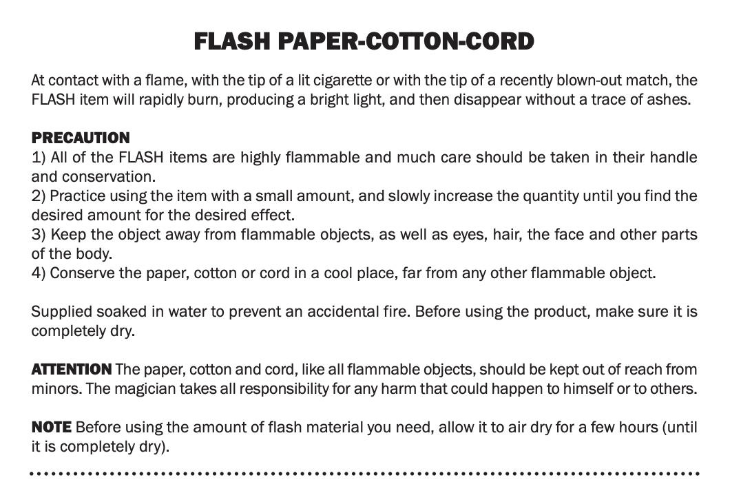 Flash paper instructions